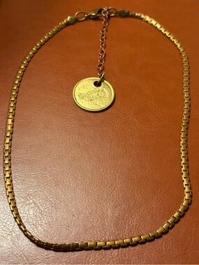 Twisted Silver Gold-Tone Box Chain Necklace with Round Medallion